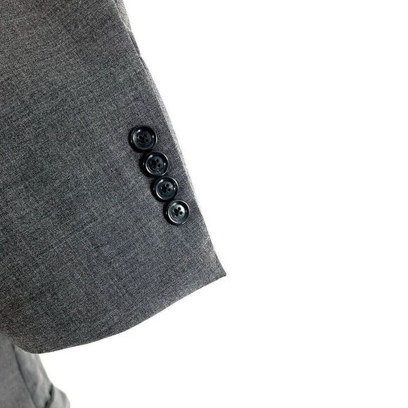 DAMAGED Jos A Bank Wool 2 Button Blazer 42R Gray‎ Twill Spec - Picture 6 of 15